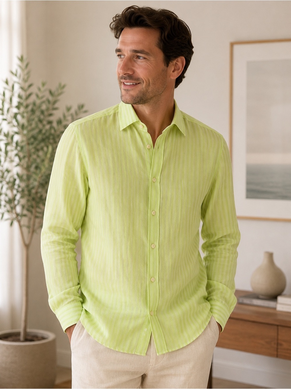 Hugo Boss Men’s Lime Green Dress Shirt